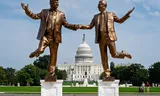 A work of art depicting Trump and Epstein dancing hand-in-hand has already appeared in several places in Washington. 