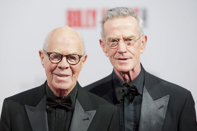 Hans van Manen with partner Henk van Dijk on the red carpet prior to the premiere of the musical Billy Elliot in the Circustheater. 