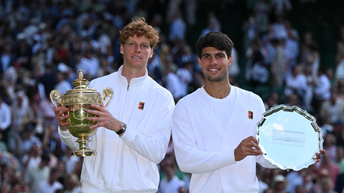 Jannik Sinner and Carlos Alcaraz at Wimbledon 2025