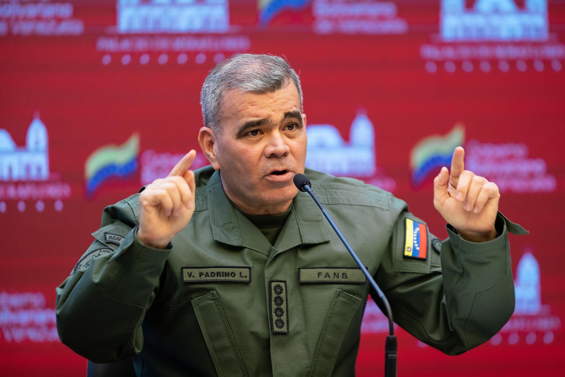 Defense Minister Vladimir Padrino Lopez at a press conference in 2022.   