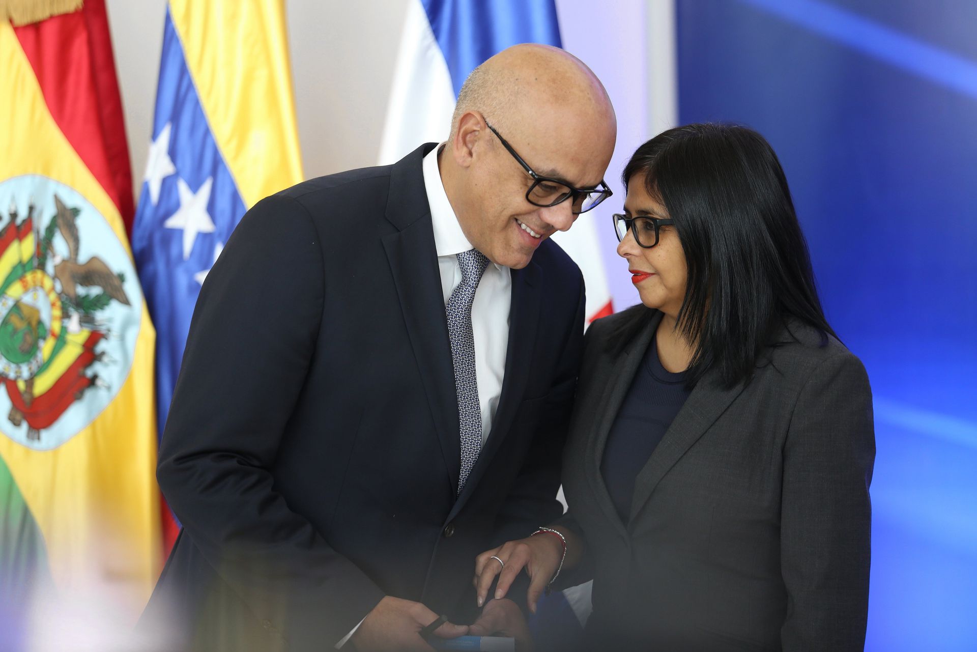 The President of the National Assembly Jorge Rodríguez and his sister, Vice President Delcy Rodríguez.  