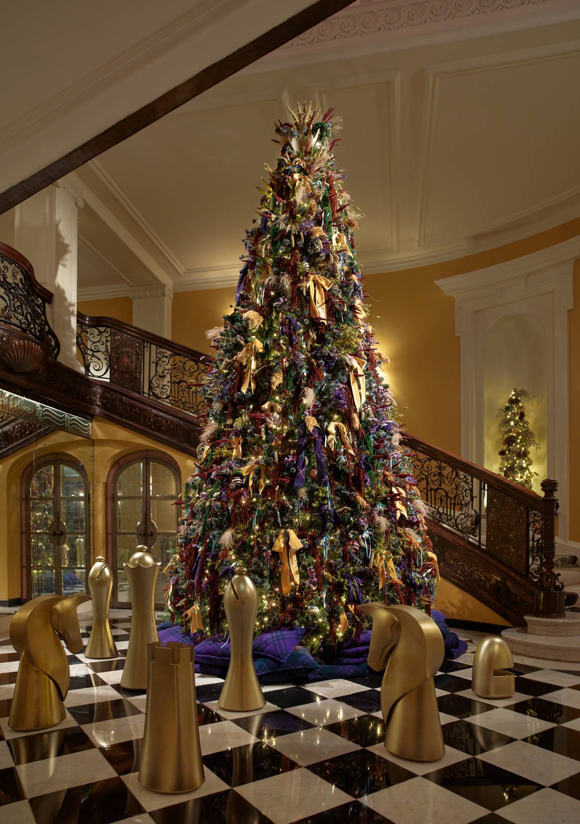 Claridge's Christmas tree, designed by Daniel Lee, Burberry