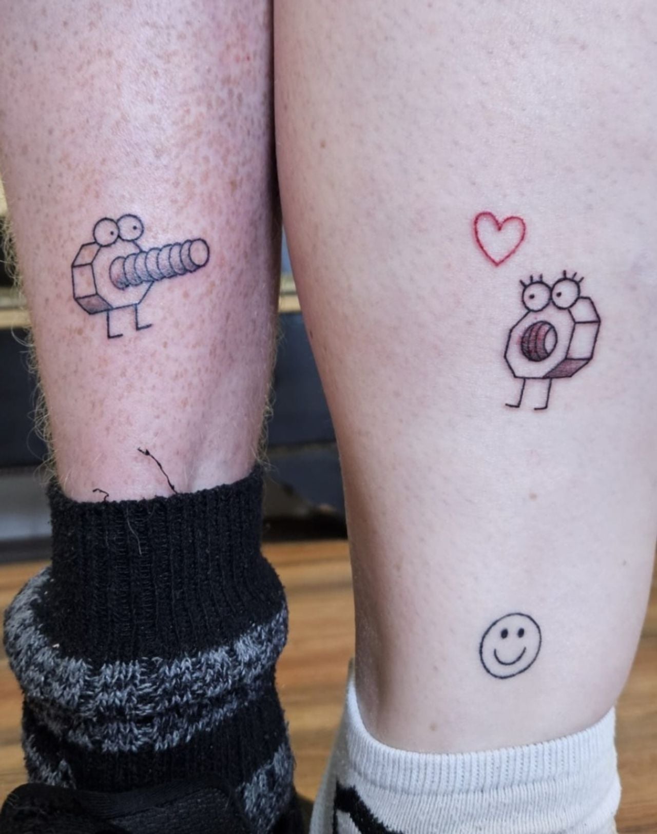 The tattoos of Jaron (left) and Karlijn (Private photo).
