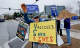 Protest at the CDC headquarters in the US state of Georgia against the Trump administration's vaccine policy earlier this month.