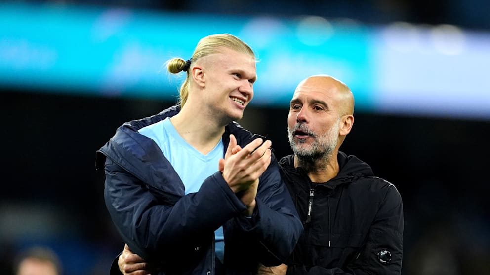 Haaland und Coach Guardiola