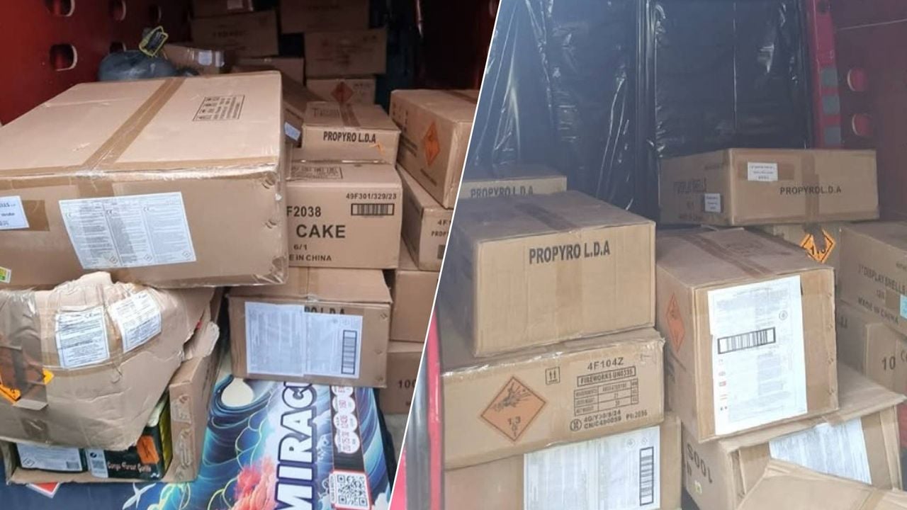 The boxes of fireworks in the red van (Photo: Instagram / Politie_boxtelvughtgestel.)