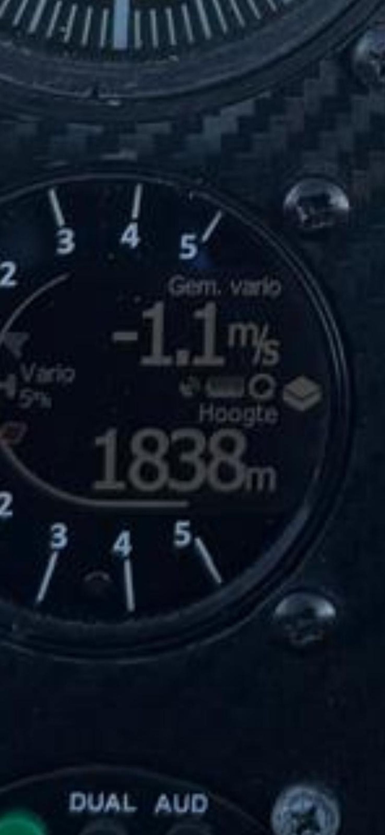 The counter shows a height of 1838 meters (photo: own image).