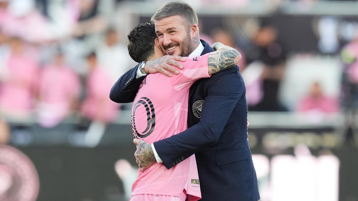 Beckham and Messi, after winning the MLS