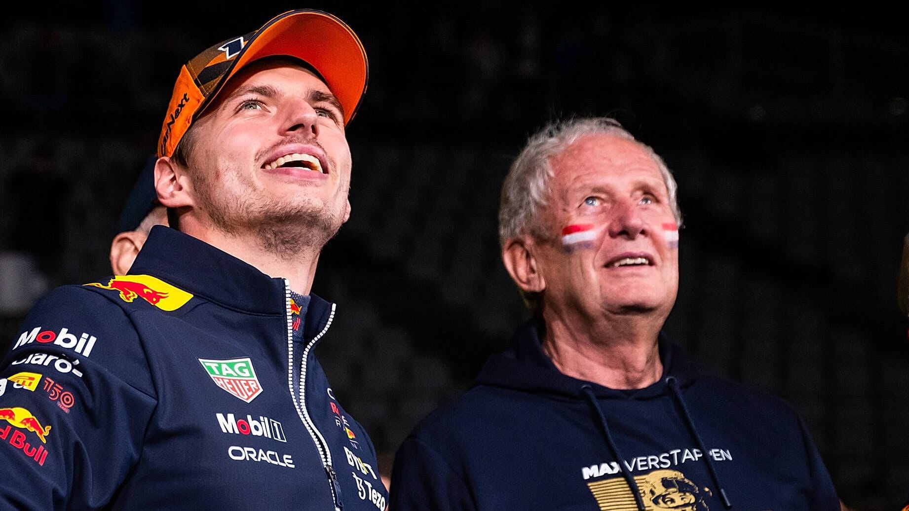 Helmut Marko (r.) next to Max Verstappen: The successful duo at Red Bull remained without a title this season.