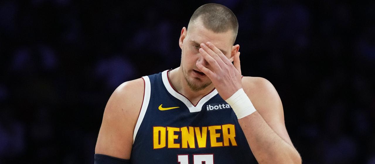 Nikola Jokic looks disappointed