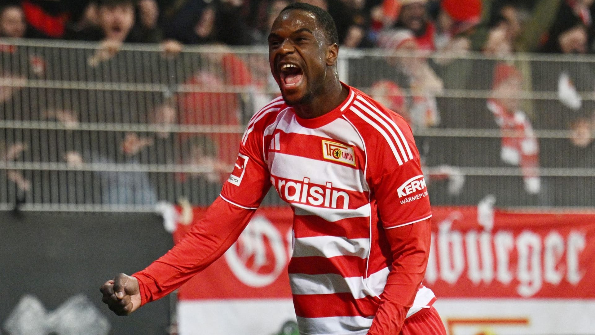 Ilyas Ansah celebrates: He scored for Union Berlin.