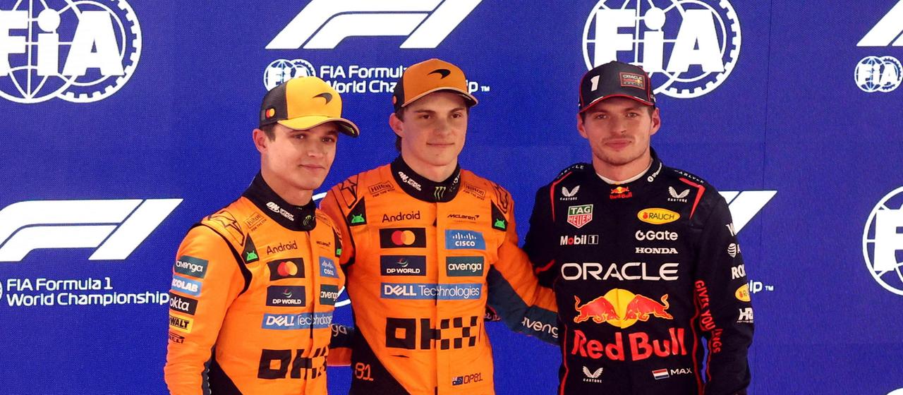 Oscar Piastri with Lando Norris and Max Verstappen