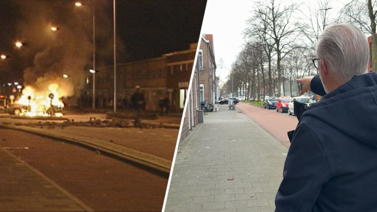 Danny points to the spot on Graafseweg where a car was on fire