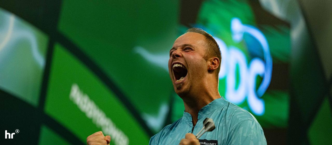 Max Hopp shouts his joy. 
