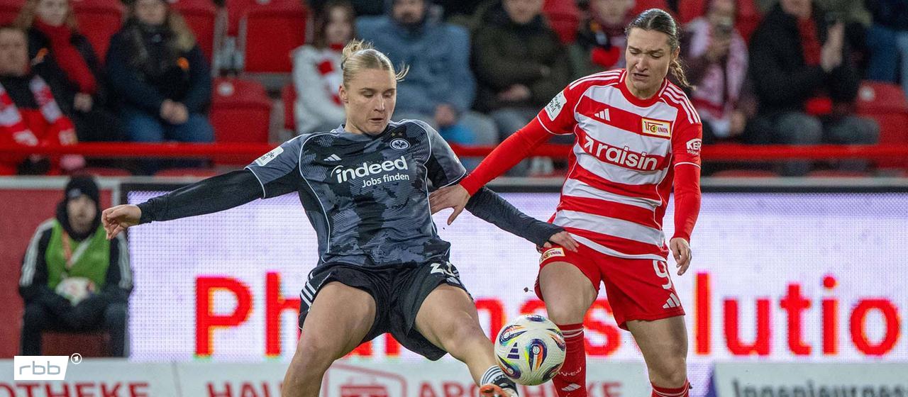 Frankfurt's Jella Veit (l.) and Union's Sophie Weidauer (r.) in a duel | Image: IMAGO/Matthias Koch