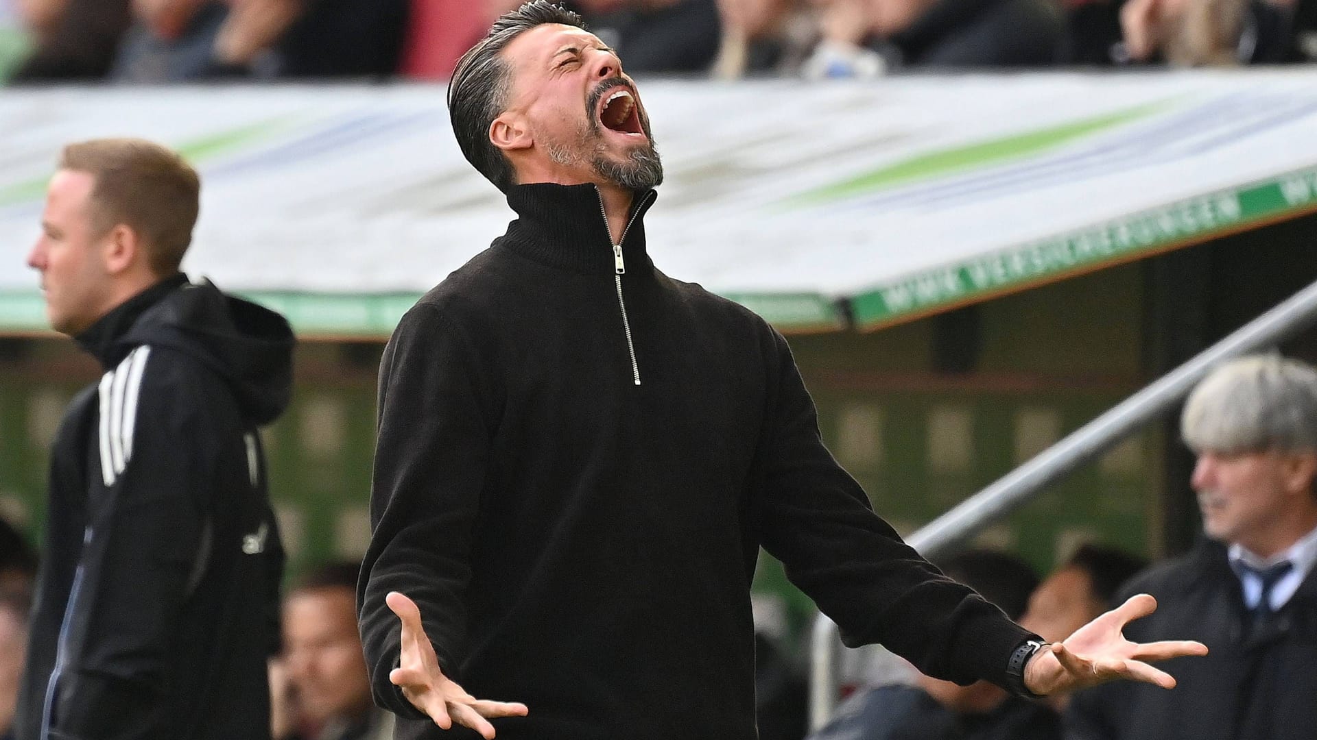 Desperate: Sandro Wagner in his Augsburg game against Leipzig.