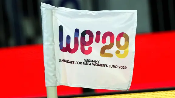 Flag with the DFB's application moth for the Women's European Championship 2029