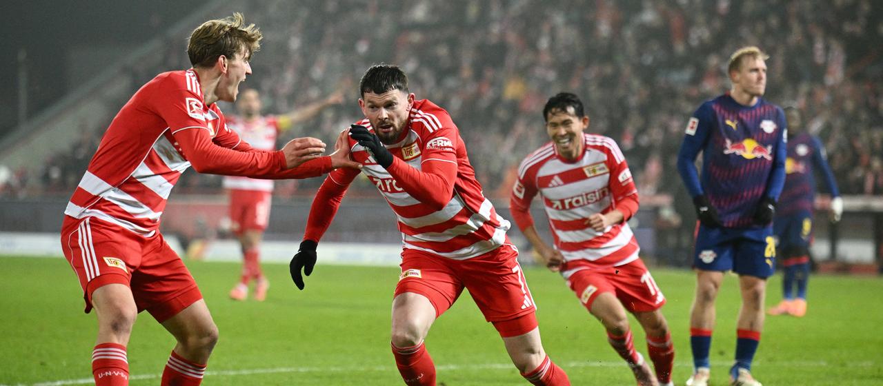 Union's Oliver Burke celebrates his goal