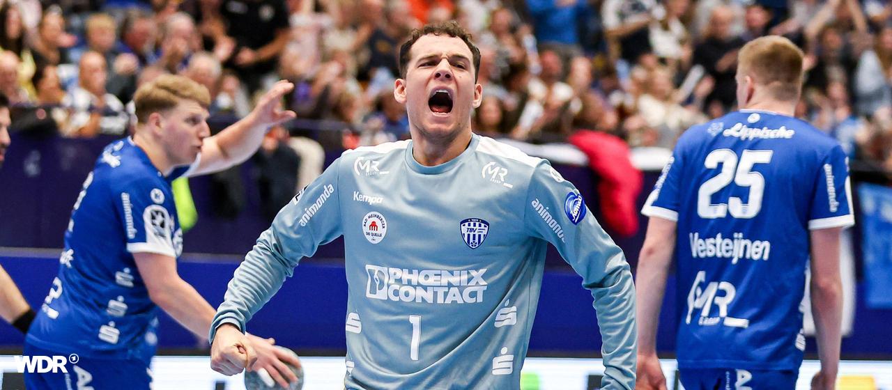 Constantin Möstl celebrates after a saved ball