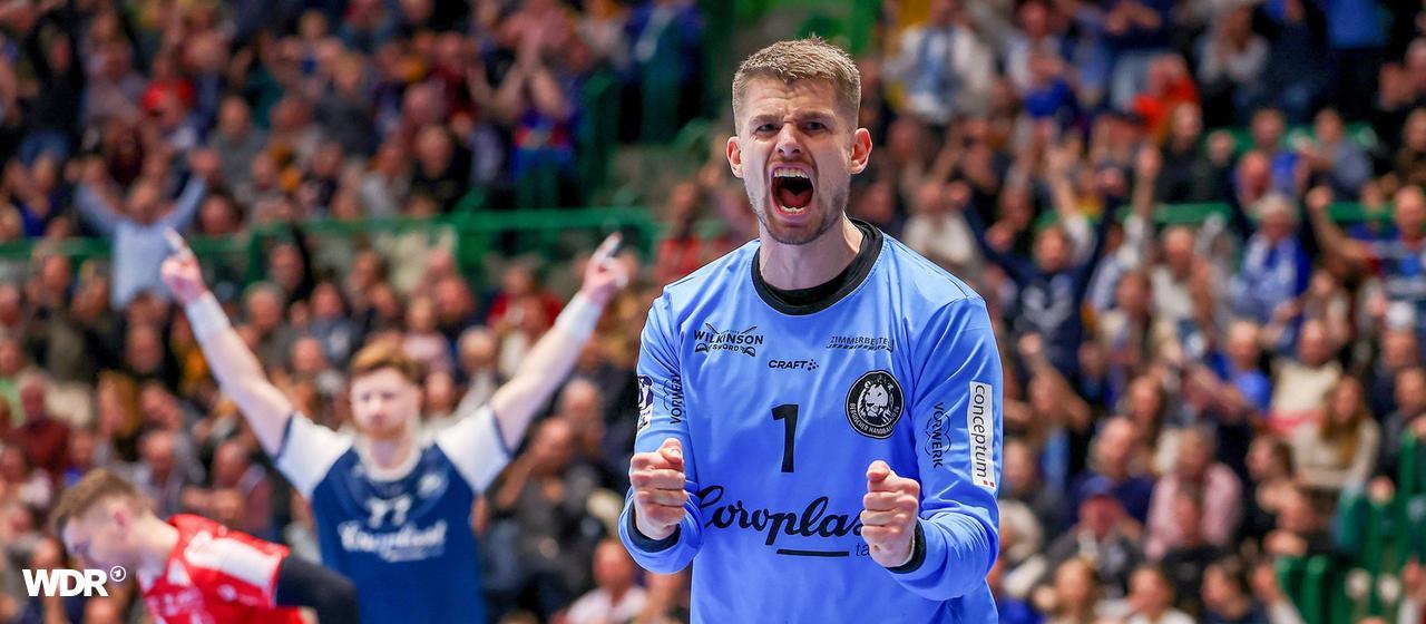 BHC goalkeeper Christopher Rudeck celebrates his parade