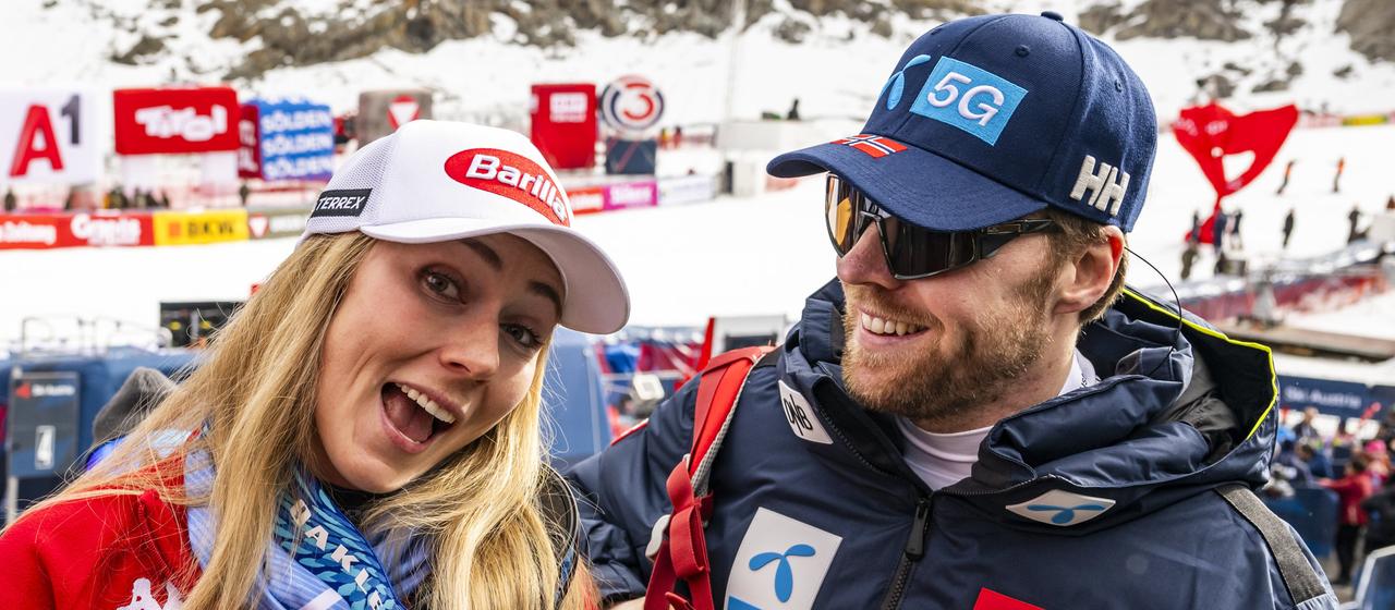 Mikaela Shiffrin and Aleksander Aamodt Kilde together in Sölden