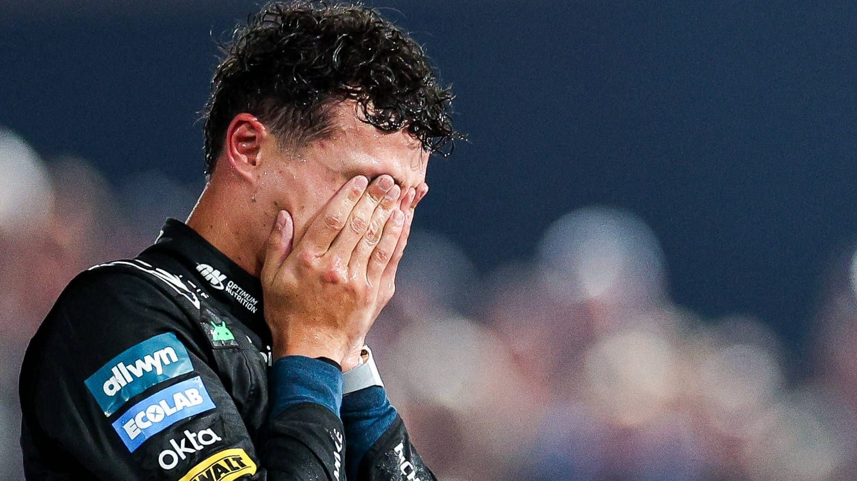 Overjoyed: Lando Norris still can't believe he's won the title.