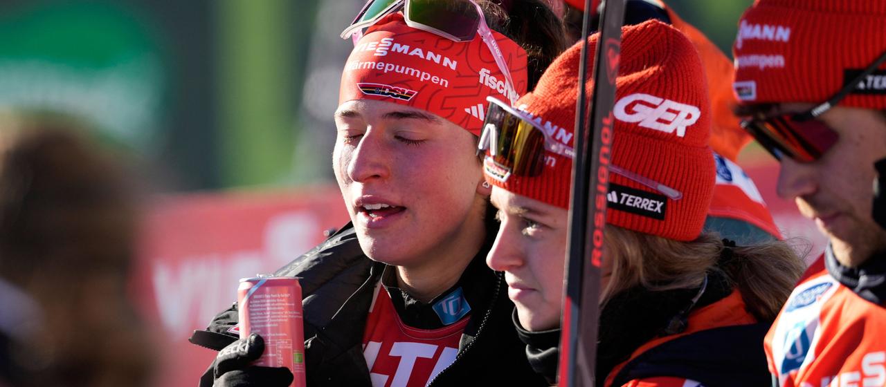 Nathalie Armbruster has to recover from the shock after the women's mass start.