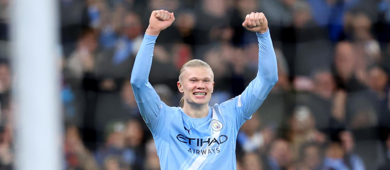 Erling Haaland celebrates