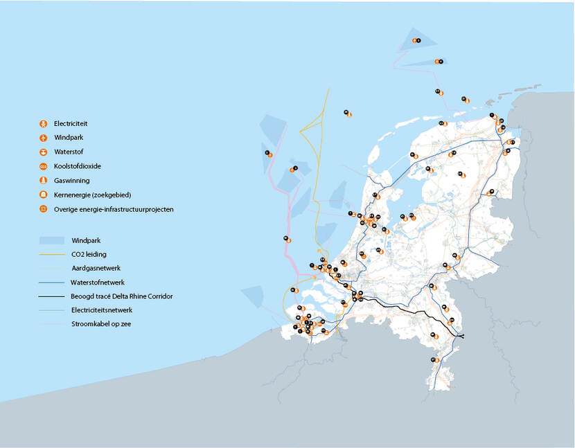 Overview map with energy projects in the Netherlands