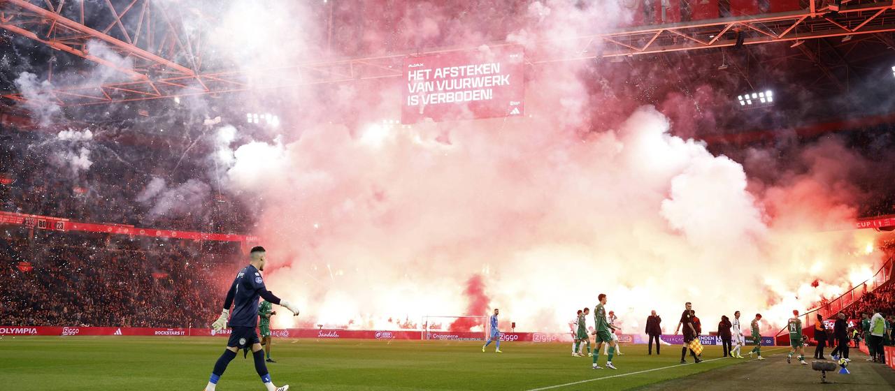 The Ultras from Ajax Amsterdam set off fireworks