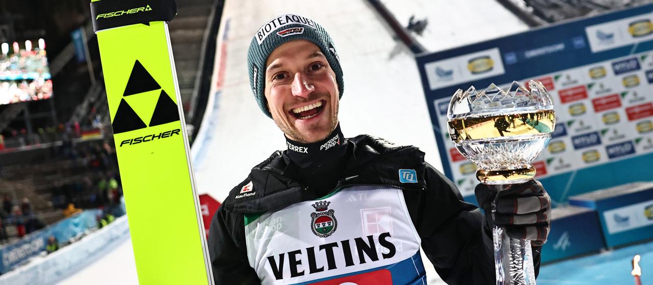 Felix Hoffmann (Germany) celebrates third place after the award ceremony. 