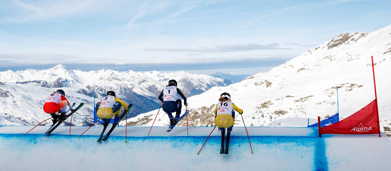 Ski crossers at the World Cup in Thorens, France