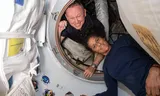 Sunita Williams and Barry 'Butch' Wilmore pose on the ISS space station.  