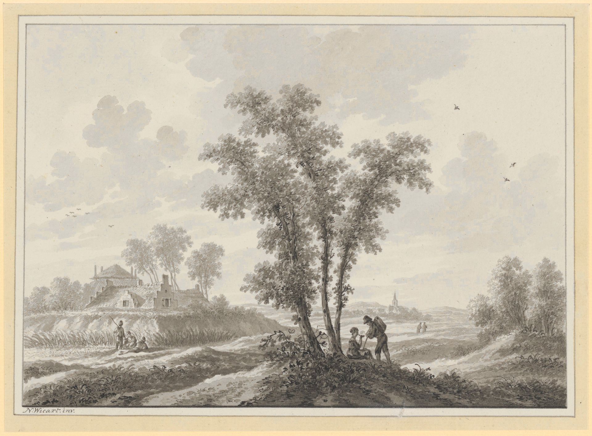 Nicolaas Wicart: 't Dorp Leersum (verso), 18th century.
