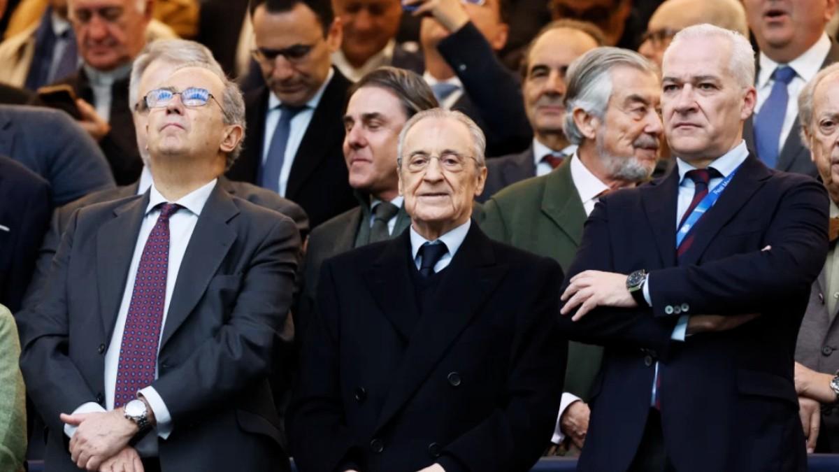 Florentino Pérez in the Santiago Bernabéu box