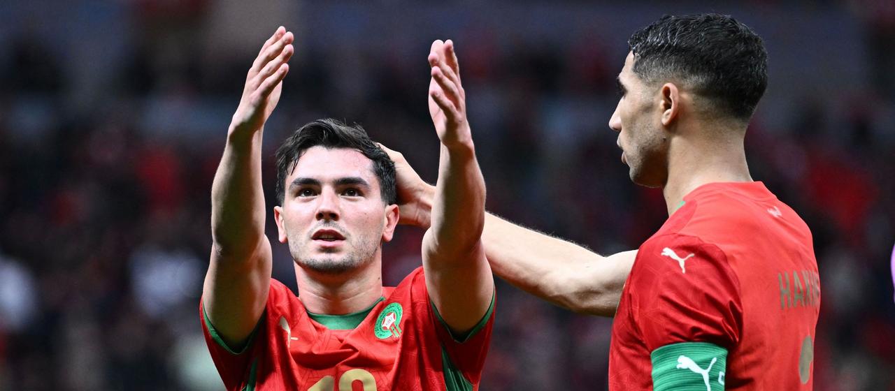 Brahim Diaz celebrates his goal against Tanzania