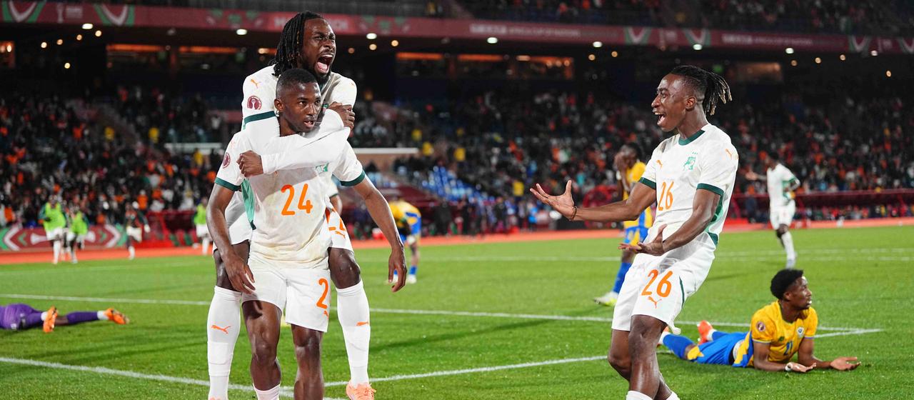 Ivory Coast celebrates Bazoumana Touré's winning goal