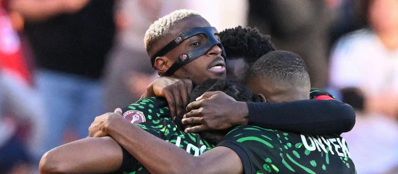 Nigeria's Victor Osimhen celebrates his goal with his teammates