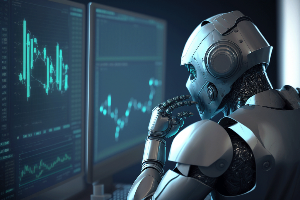 Robot in front of a screen