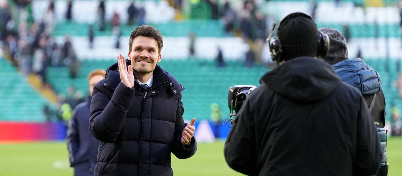 Rangers coach Danny Röhl applauds after the William Hill Scottish Premiership match against Celtic