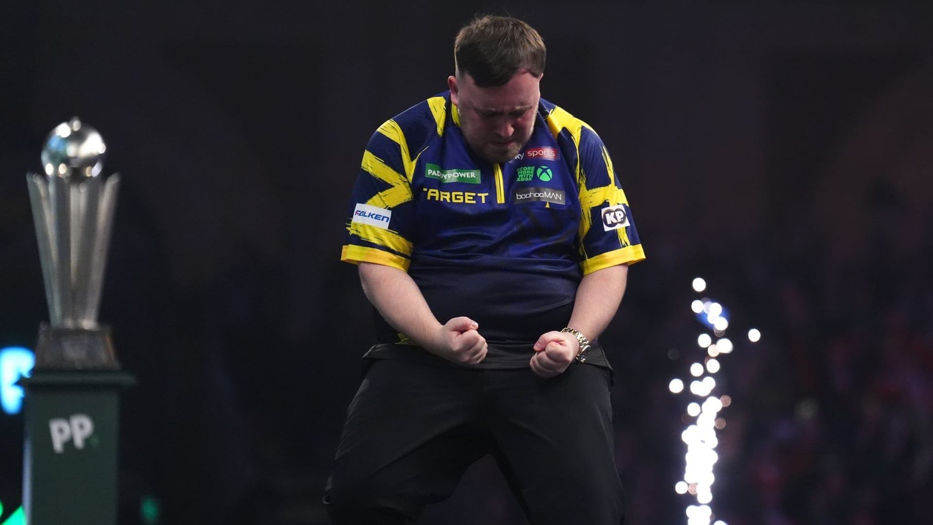 Luke Littler celebrates victory at the World Darts Championship. He has now extended his sponsorship contract.