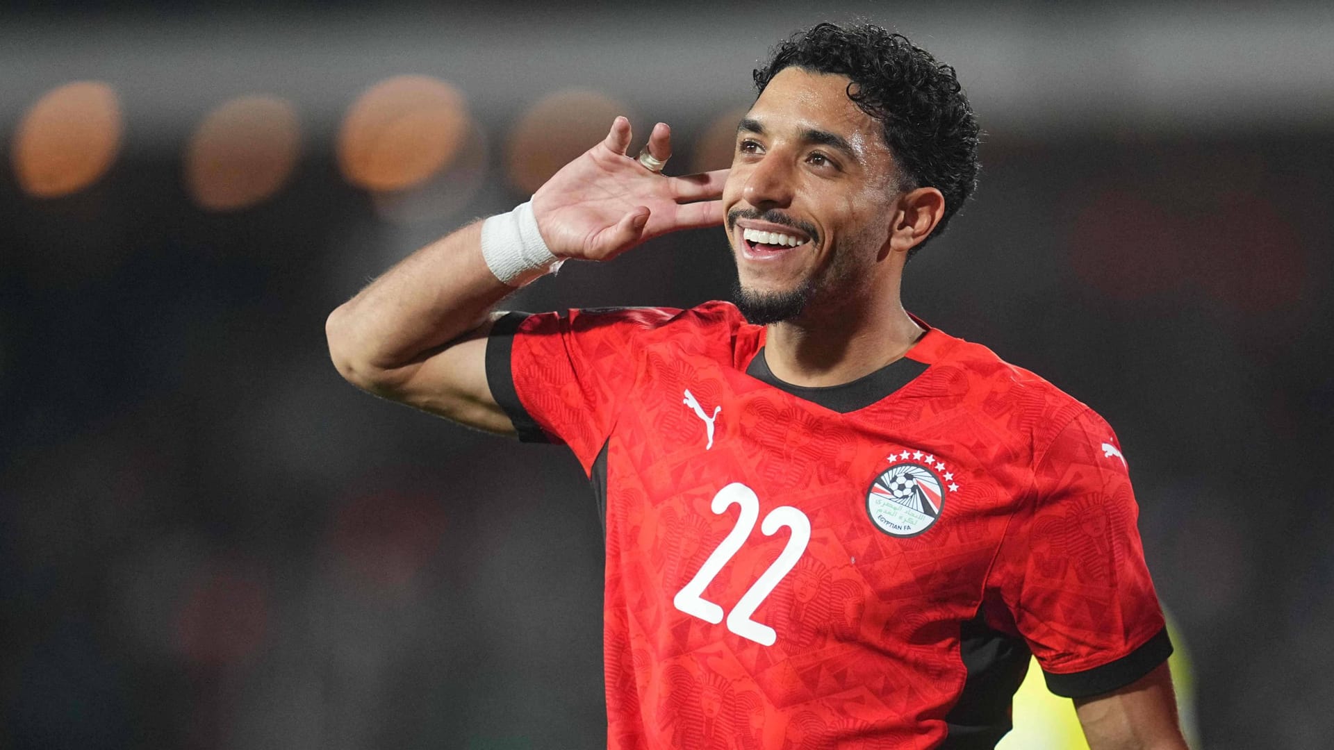 Gave his team the lead: Egypt's Omar Marmoush celebrates against Ivory Coast.