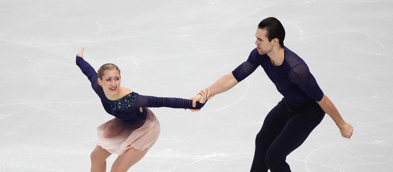 Germany's figure skating couple Nikita Volodin and Fabienne Hase in action