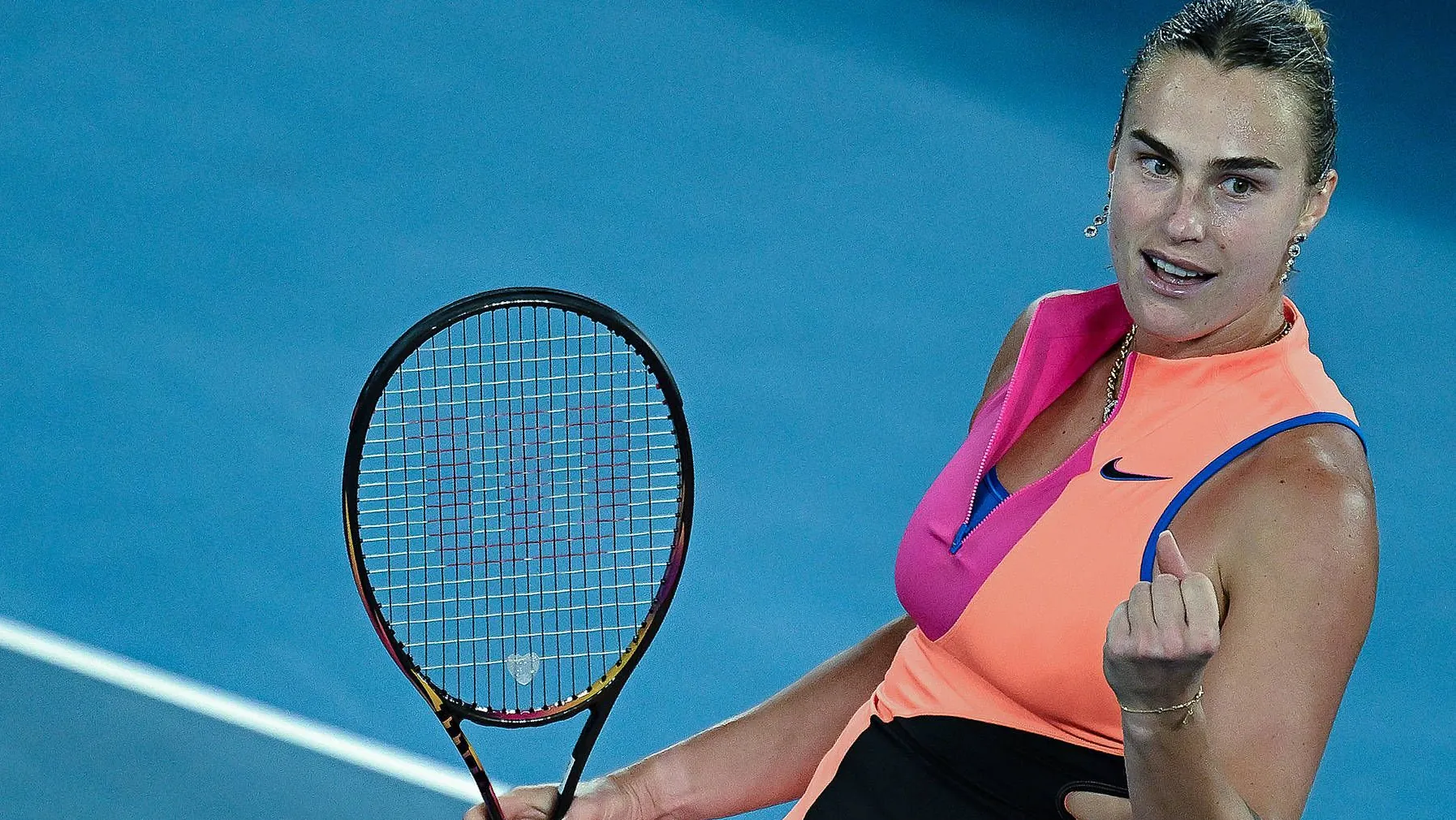 Fist clenched: Aryna Sabalenka is in the final against Elena Rybakina.