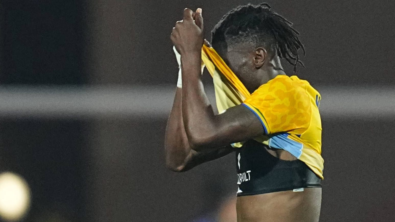 Gabon's Clench Loufilou buries his face in his jersey: the midfielder and his team lost every game they played at the Africa Cup of Nations.
