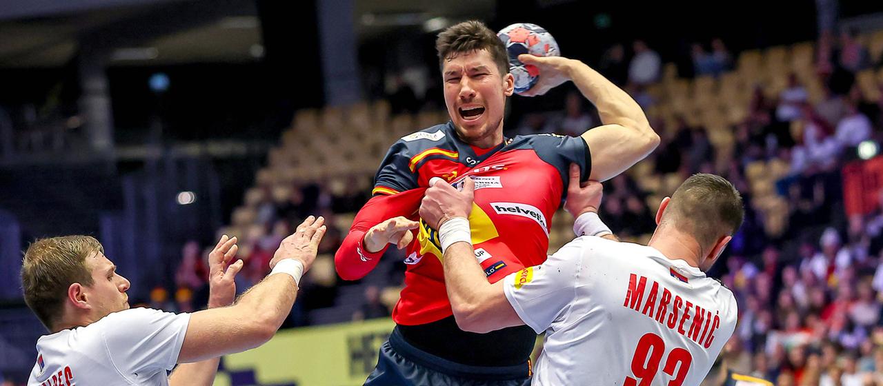 Spain's Alex Dujshebaev in a duel