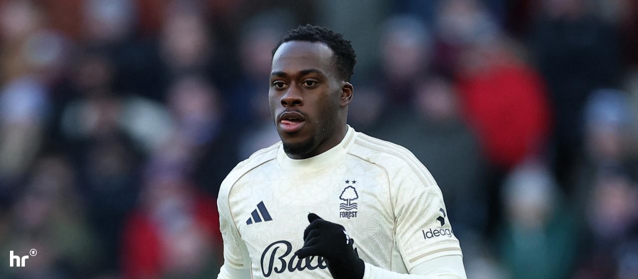 Nottingham's Arnaud Kalimuendo during the defeat against Aston Villa