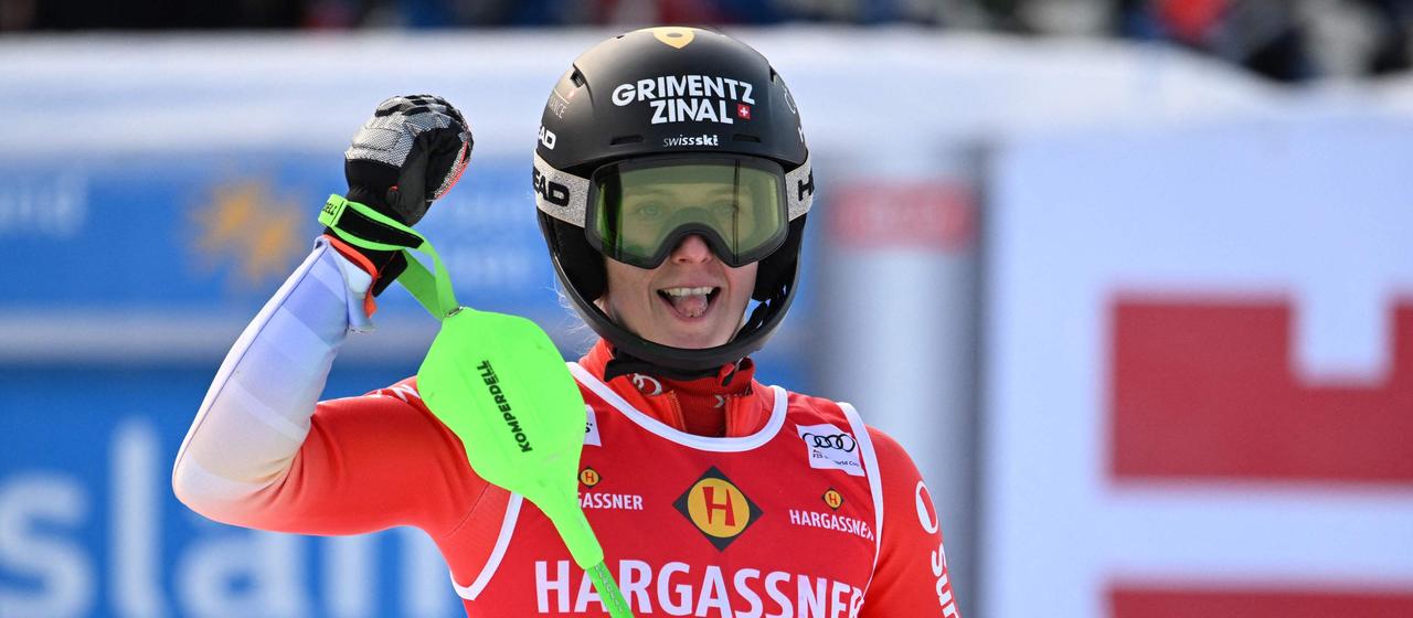 Camille Rast in the slalom in Kranjska Gora