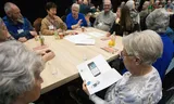 Residents participate in a meeting about crisis preparation in the Hoek van Holland.