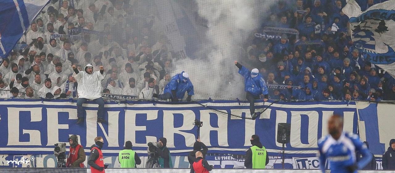 View of a fan curve in a stadium during a football game